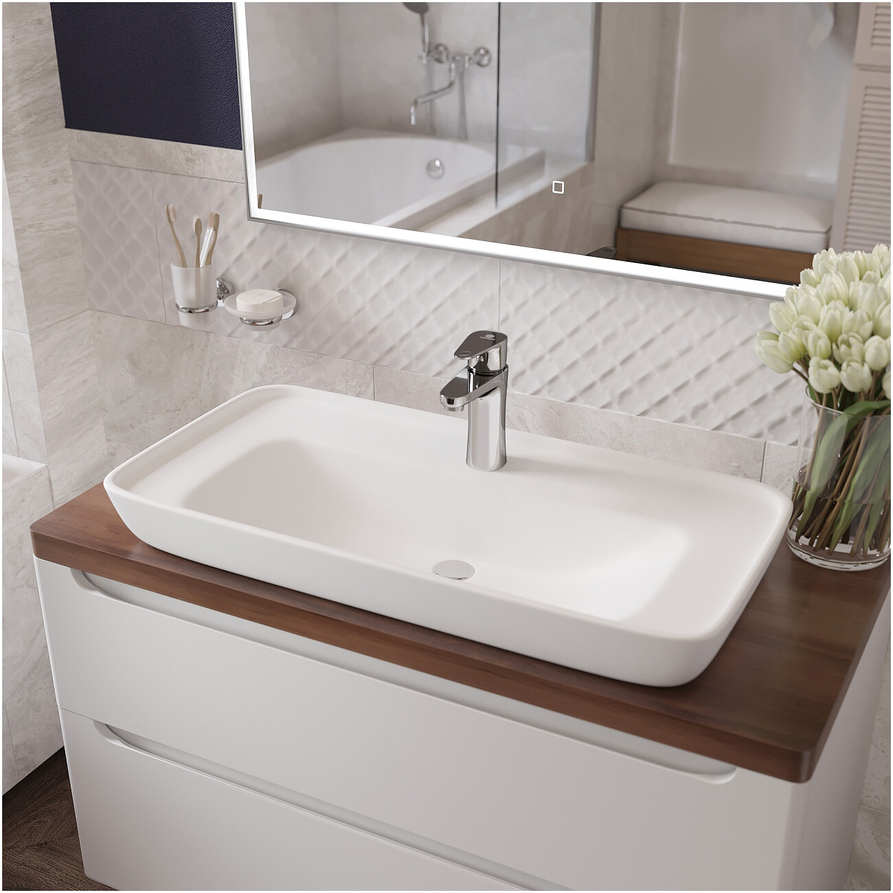 Раковина-чаша накладная фаянсовая 81 см белая Diwo "Углич" 0117 - изображение 5