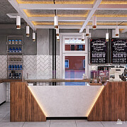 Интерьер кафе и ресторана с ресепшном в стиле лофт, проект «Атамари» Интерьер кафе и ресторана с ресепшном в стиле лофт, проект «Атамари»