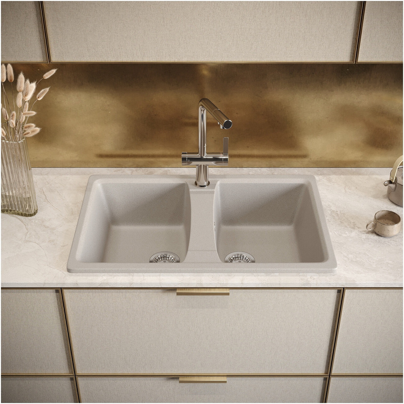 Мойка кухонная бежевая Domaci "Болонья" М-26-003 - изображение 7