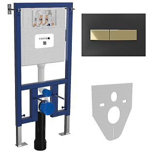 Инсталляция для унитаза Creto Premium 2.0 INST-CR-2.0 с черно-золотой кнопкой Snap 2.0 KL-CR-753-4