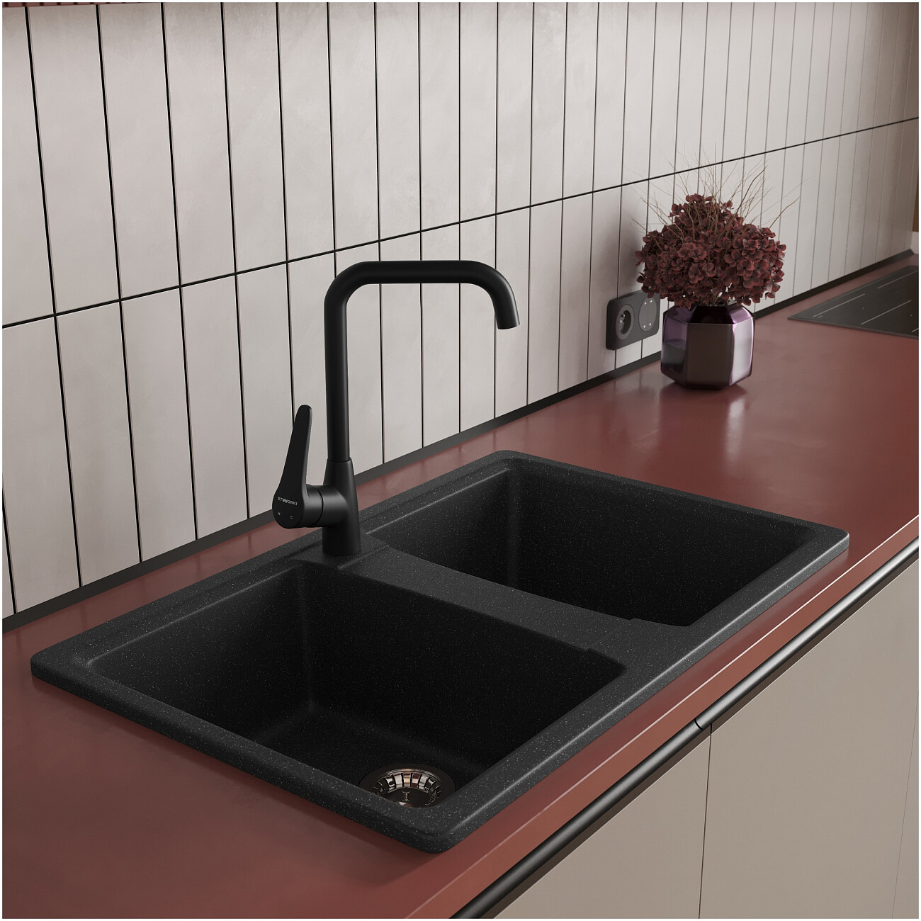 Мойка кухонная антрацит Domaci "Болонья" М-26-007 - изображение 8