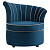 Кресло круглое с фигурной спинкой синее Shell