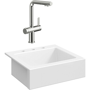Мойка белый глянец с 3 отверстиями Domaci &quot;Сиена&quot; 50166-101 со смесителем Stworki 23020-648-1BG