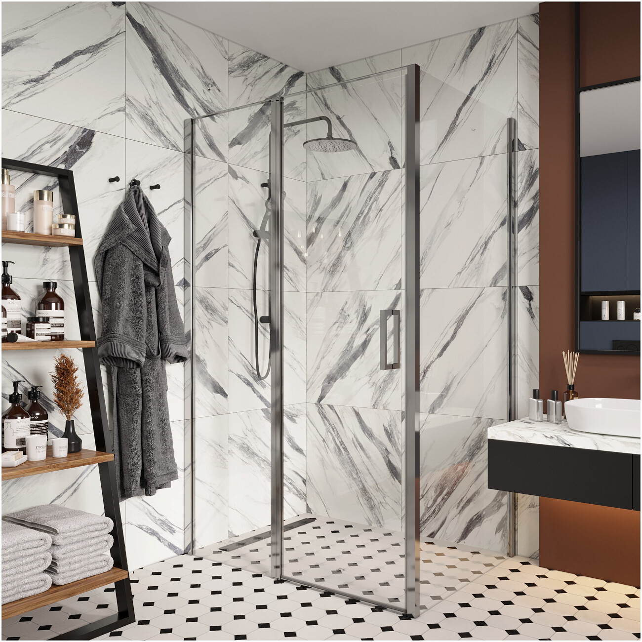 Душевой уголок прямоугольный 90x120 см хром Cerutti SPA Victoria 120 - изображение 4