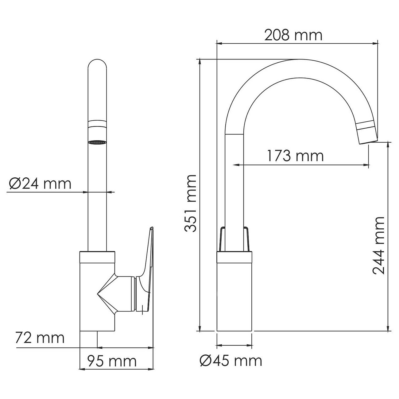 Смеситель для кухни из латуни черный Wasserkraft 6607 - изображение 11