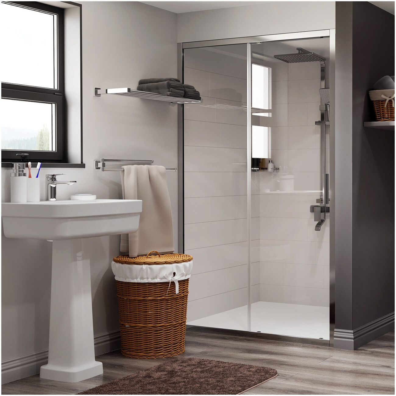 Душевая дверь раздвижная 110х200 см прозрачная, хром Wasserkraft Main 41S13 - изображение 2