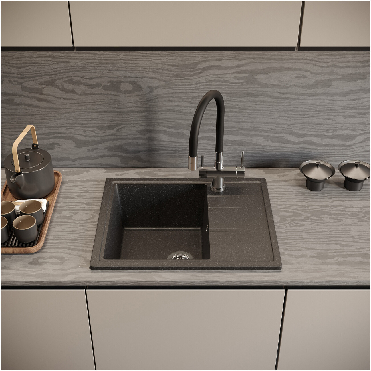 Мойка кухонная антрацит Domaci "Болонья" М-150-007 - изображение 7