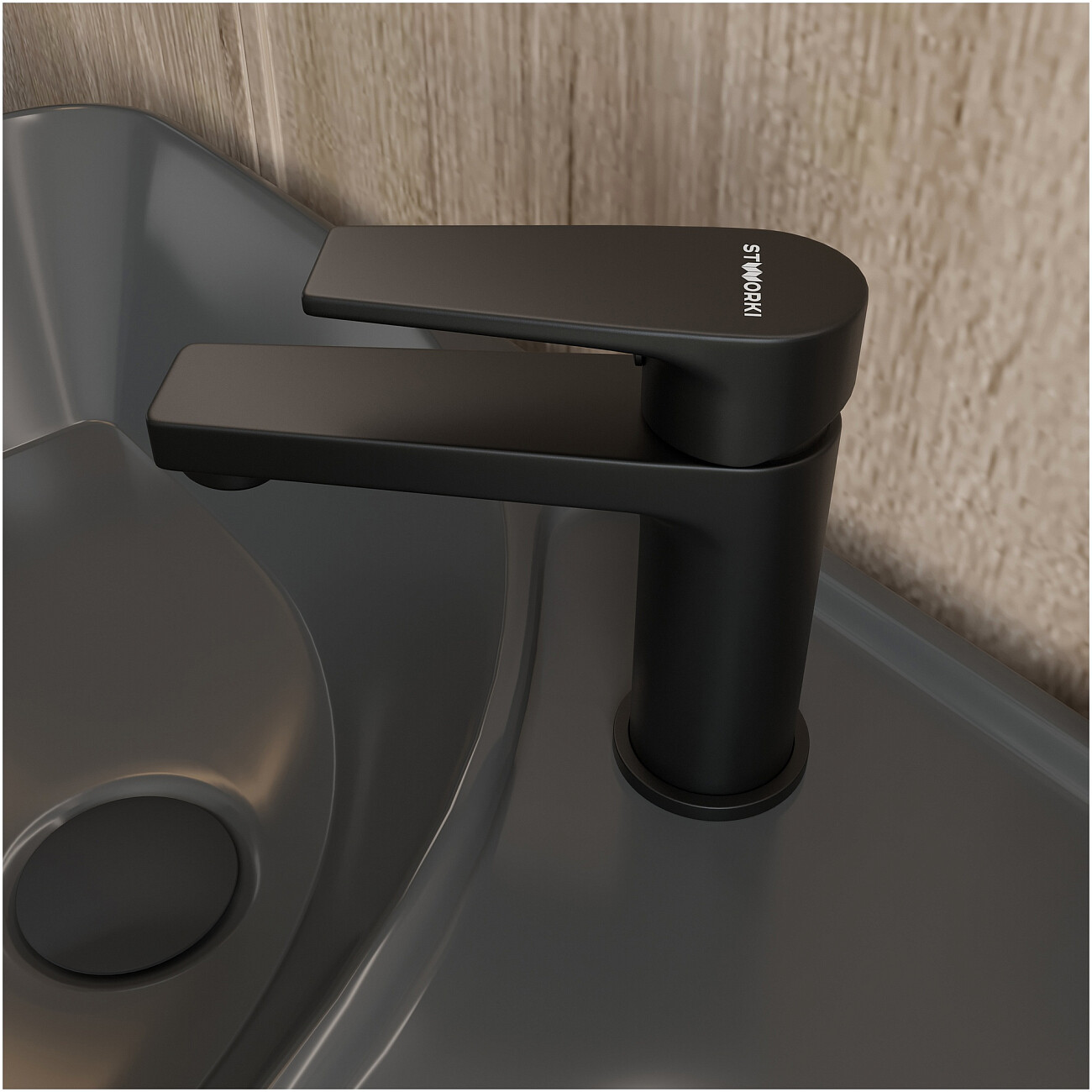 Смеситель для раковины однорычажный черный Stworki "Берген" S21010BK - изображение 6