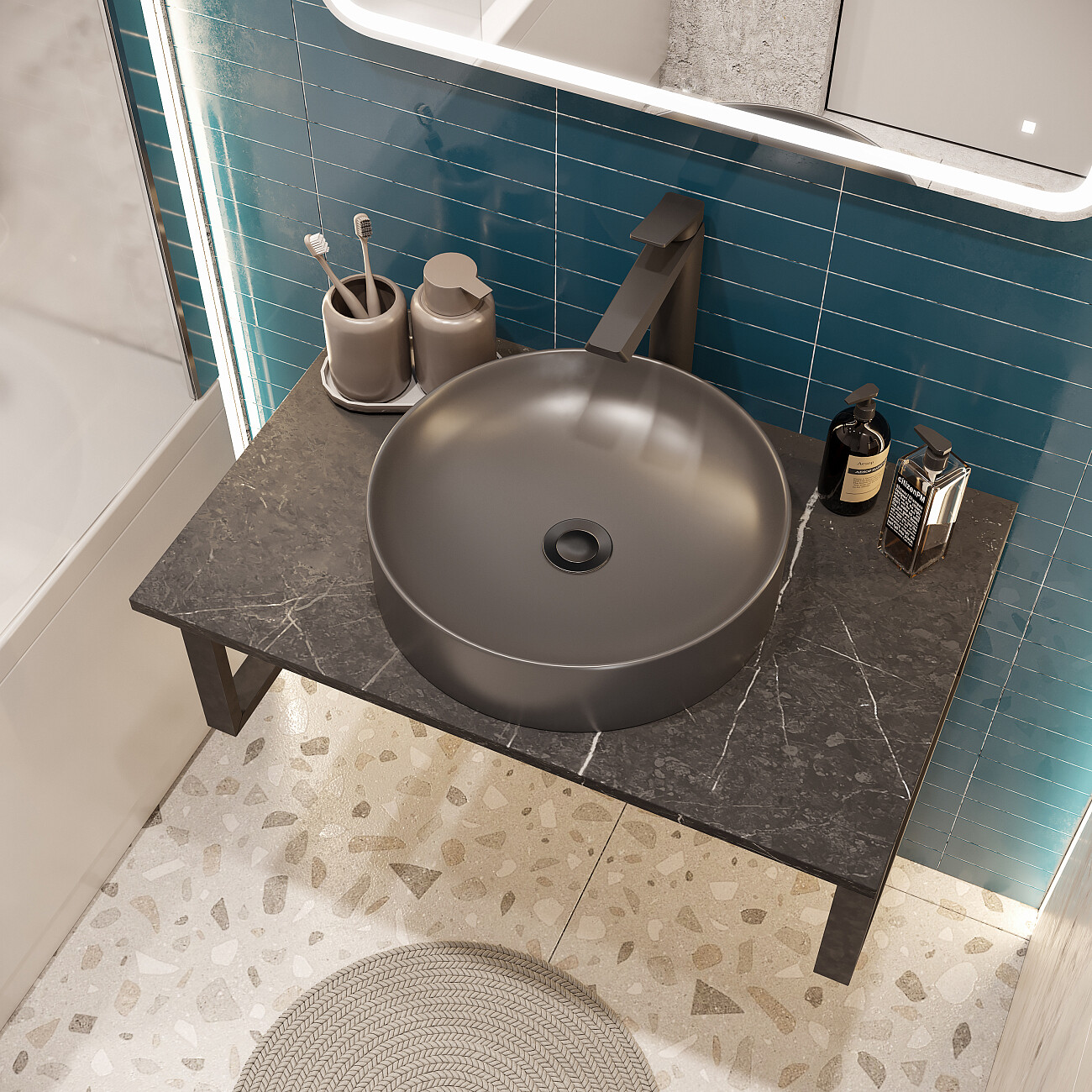 Раковина накладнаякерамическая круглая 43 см черная Stworki 3043-110 - изображение 5