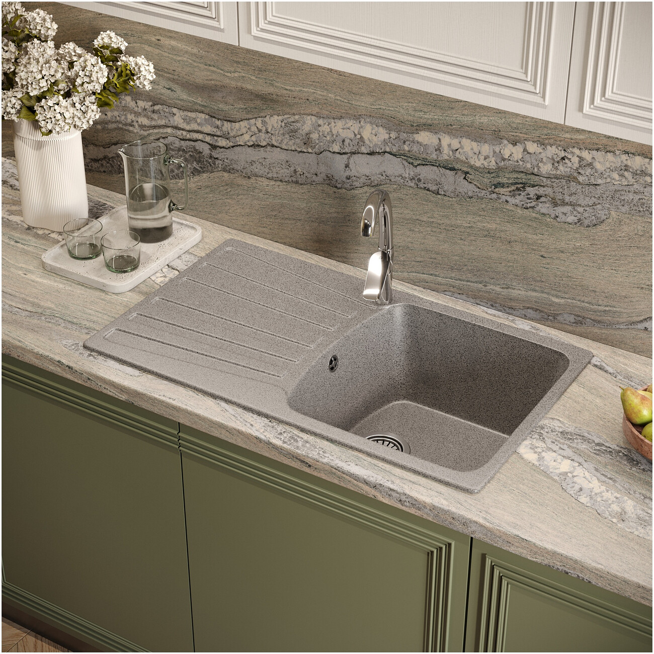 Мойка кухонная темно-серая Domaci "Бьелла" DMC-12-309 темно-серая - изображение 4