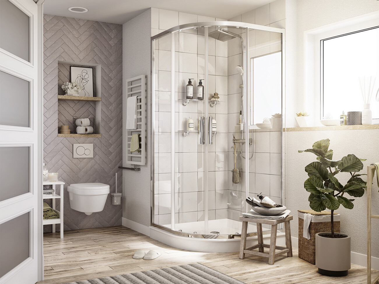 Душевой уголок 120х120 см хром глянец, прозрачное стекло Stworki "Хельсинки" - изображение 2