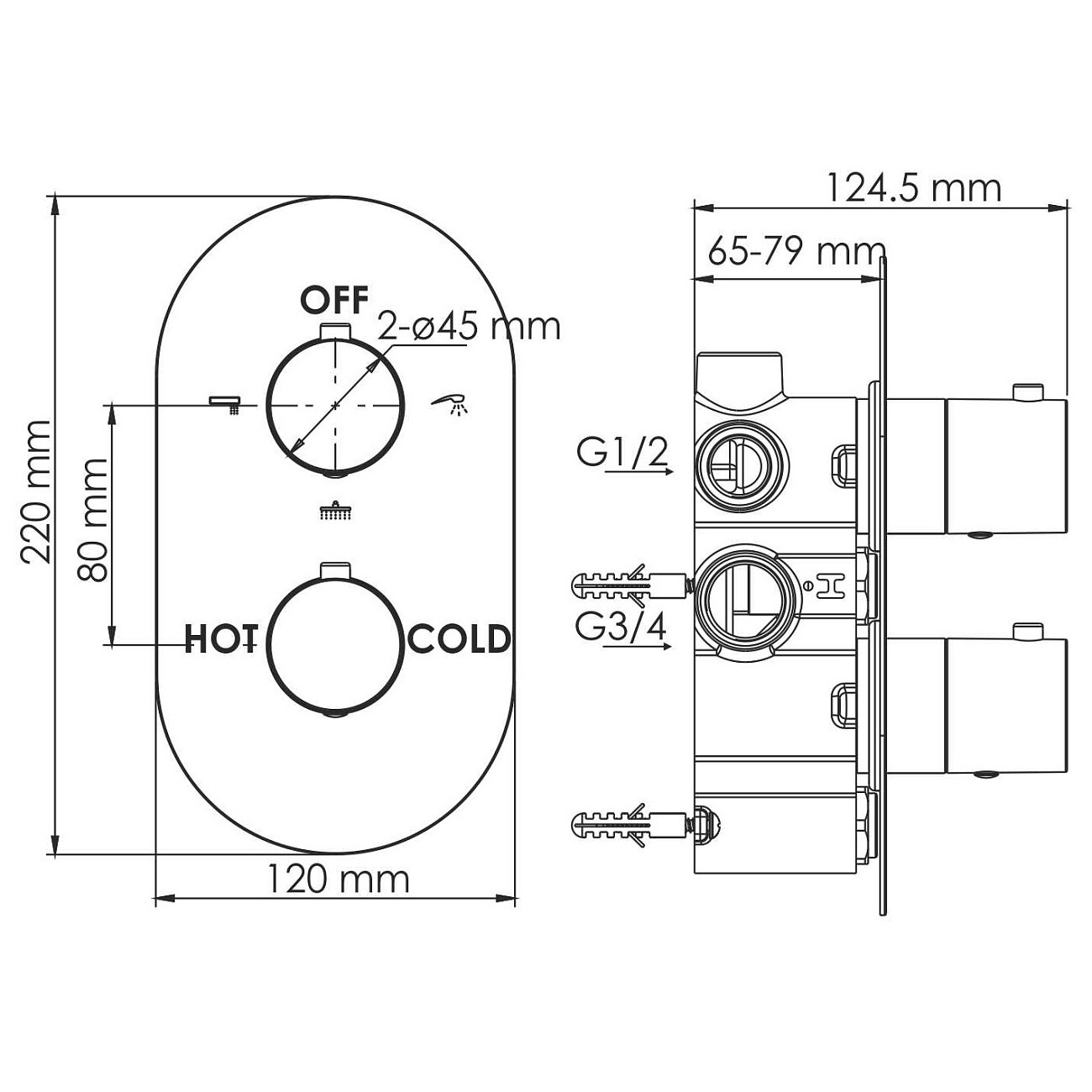 Смеситель для ванны и душа термостатический встраиваемый хром Wasserkraft 4844 Thermo - изображение 5