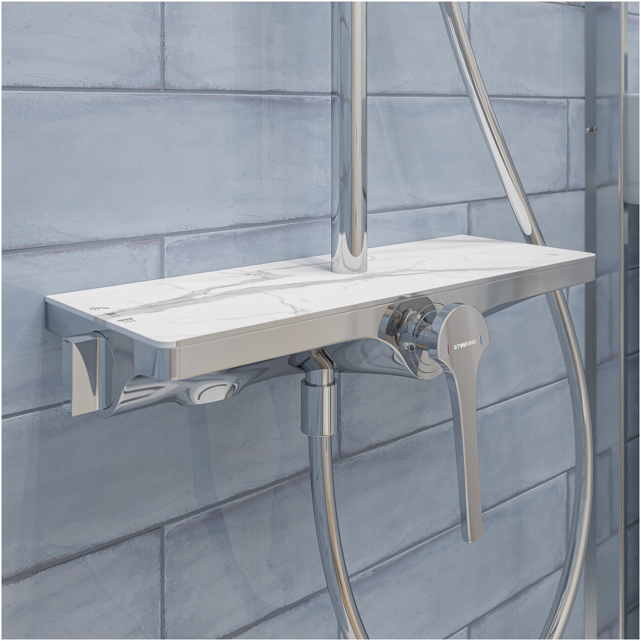 Душевая стойка с верхним душем хром Stworki "Аулум" S06170CR - изображение 10