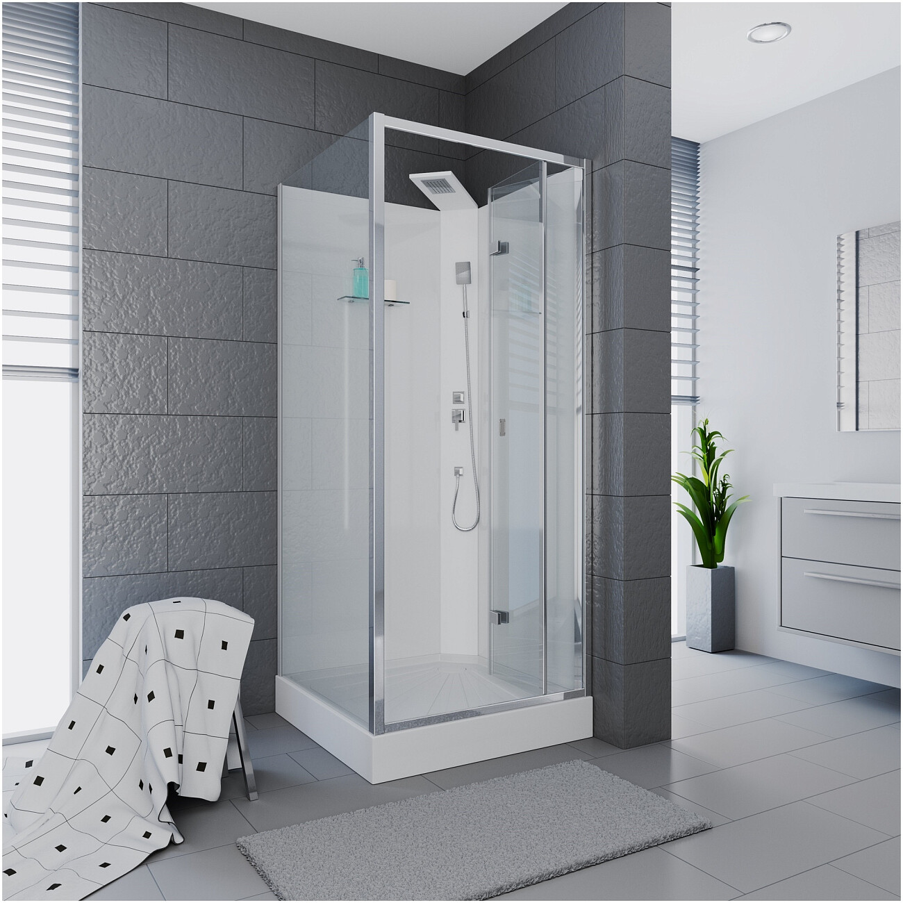 Кабина душевая без крыши белая, прозрачная Ceruttispa Bella 90T - изображение 3