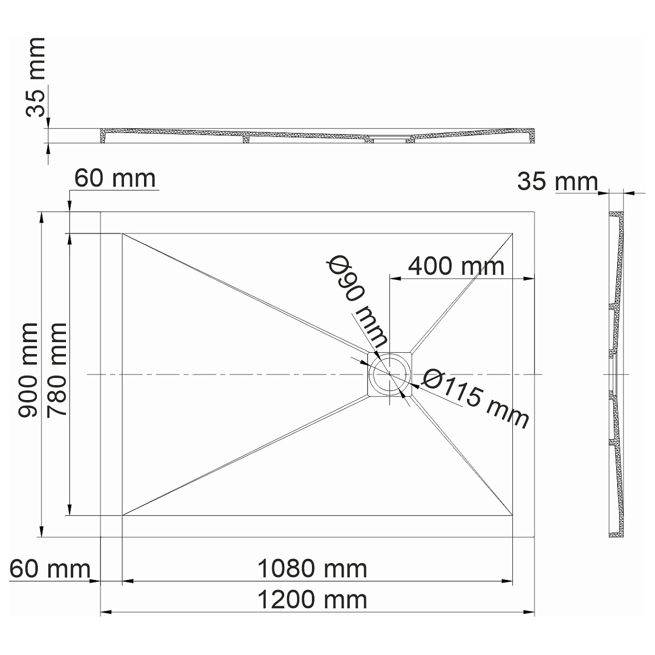 Душевой поддон из искусственного камня 90х120 см слоновая кость Wasserkraft Aller 10T07 - изображение 2