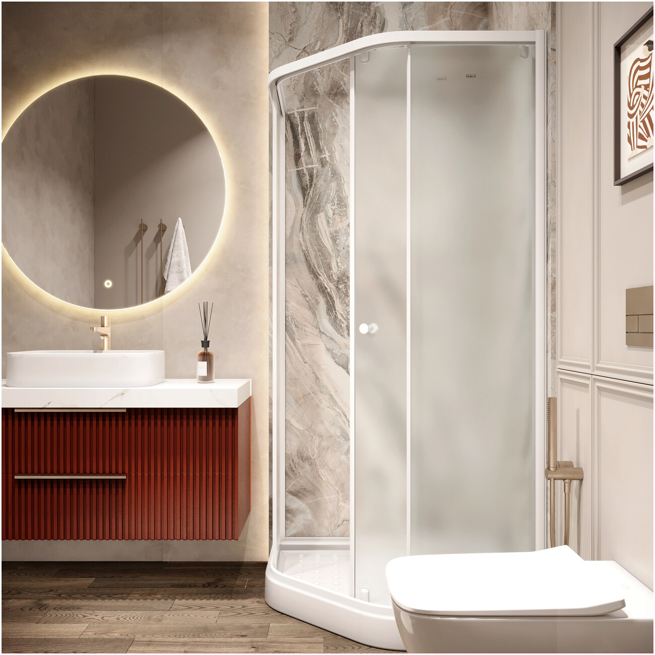 Душевой уголок четверть круга с низким поддоном 90х90 см белый Parly ZEР91FR - изображение 6