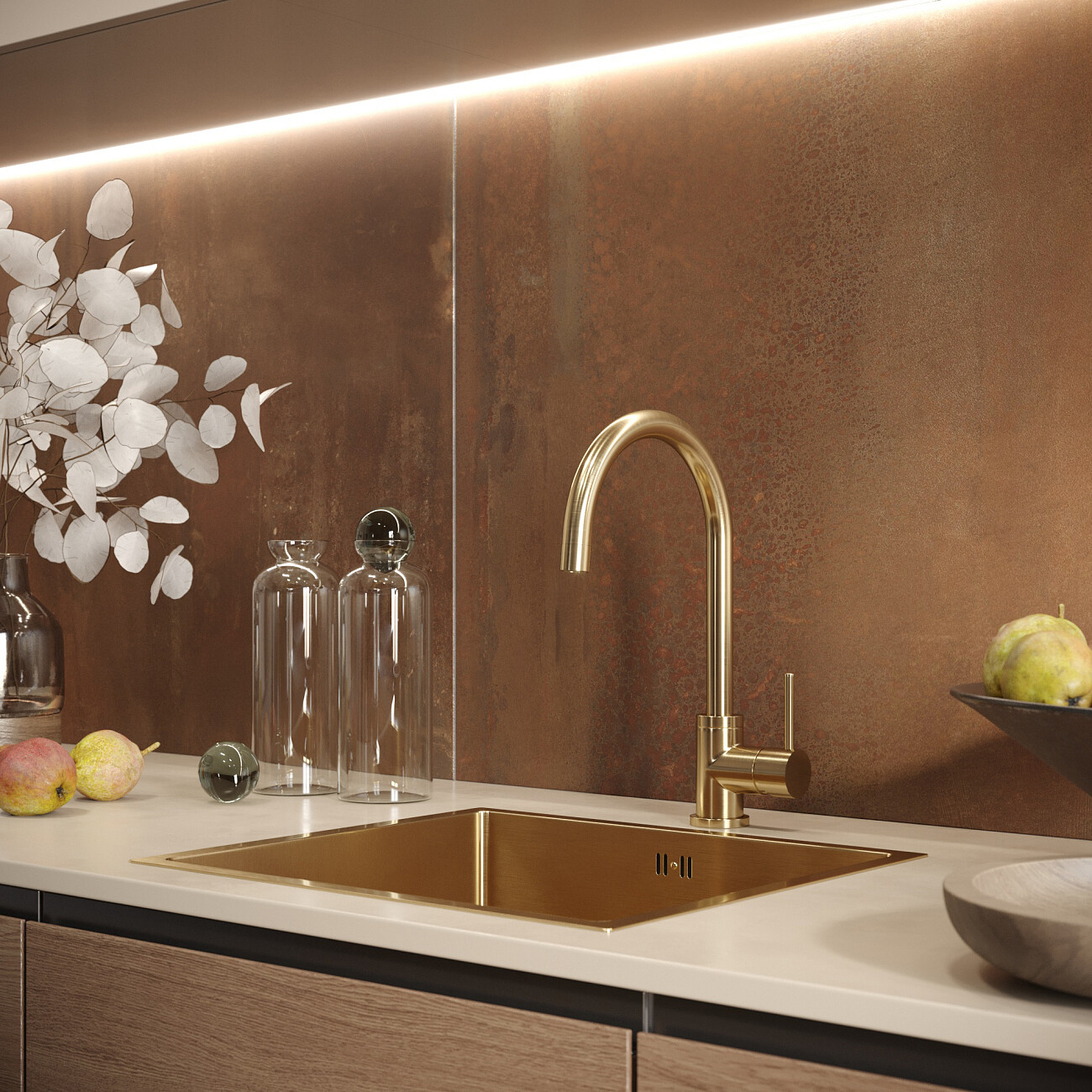 Смеситель для кухни из латуни золото Domaci "Равенна" DCB 3004 - изображение 3