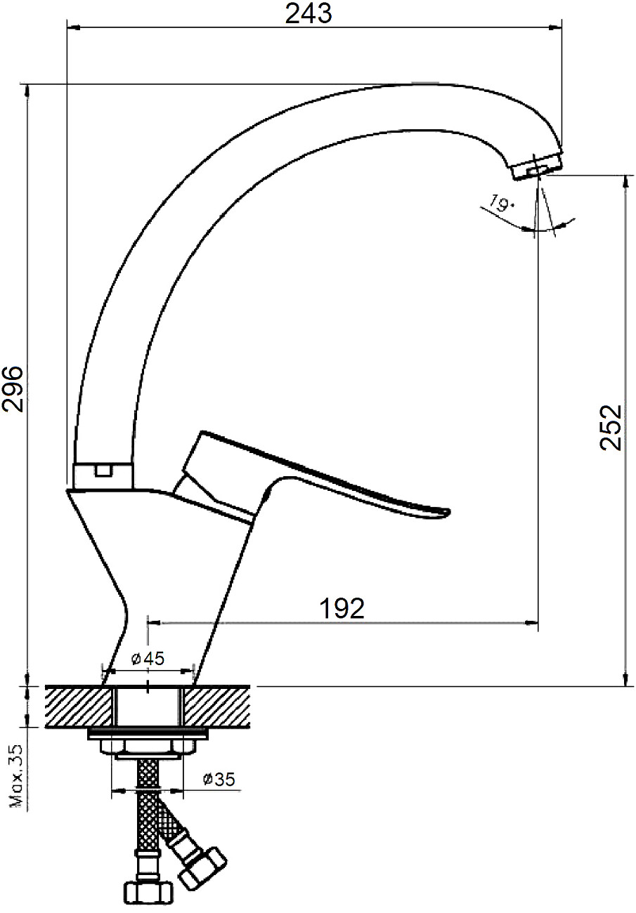 Смеситель для кухни однорычажный хром Domaci "Равенна" XA-04cr - изображение 2