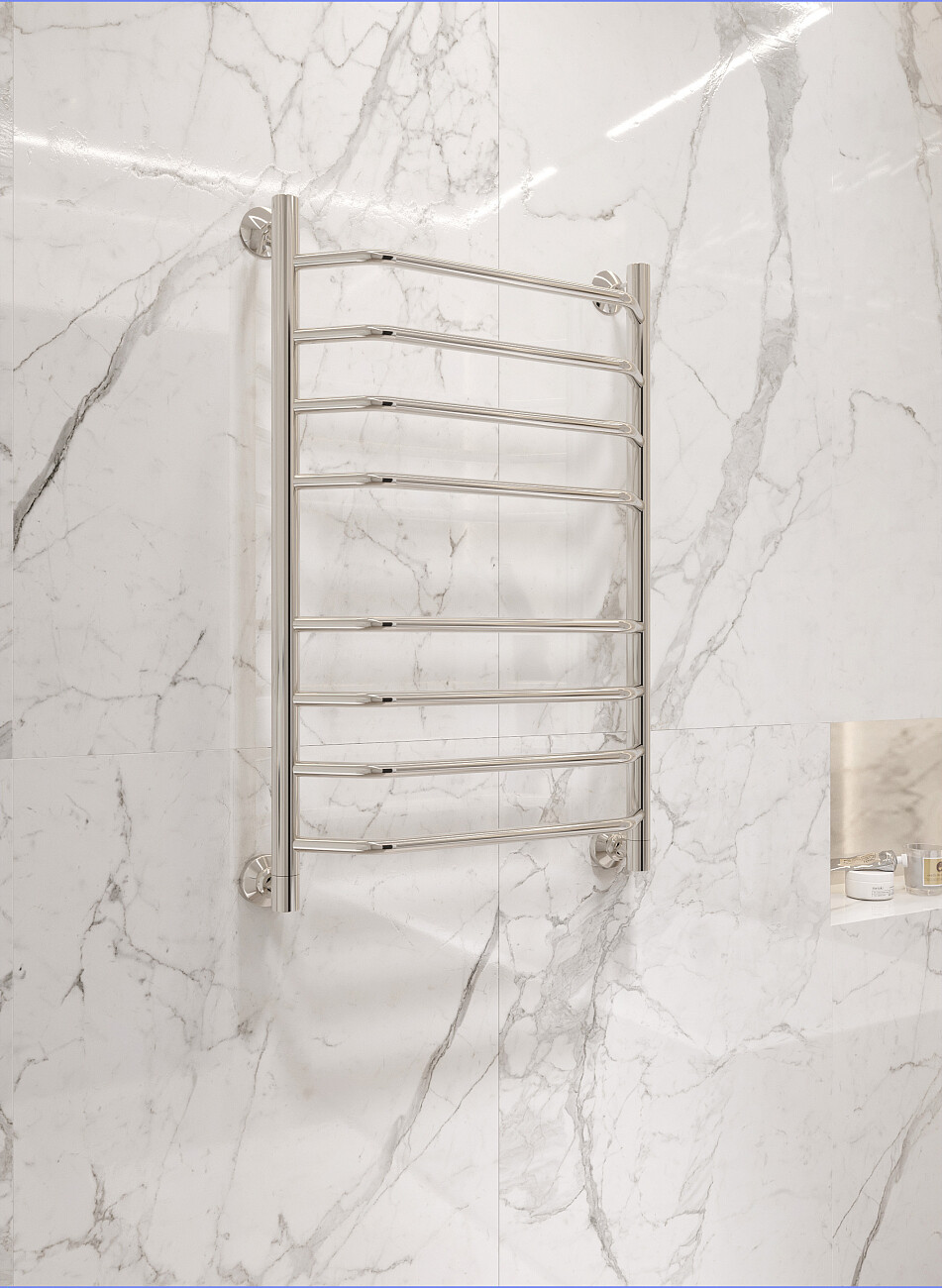 Полотенцесушитель водяной 80х50 см хром Ewrika "Сафо БР2" - изображение 6