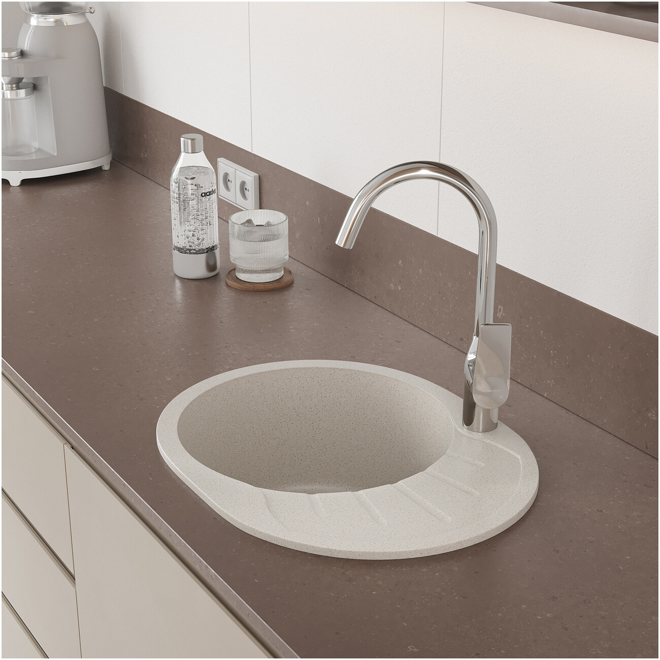 Мойка кухонная бежевая Domaci "Болонья" М-10-003 - изображение 8