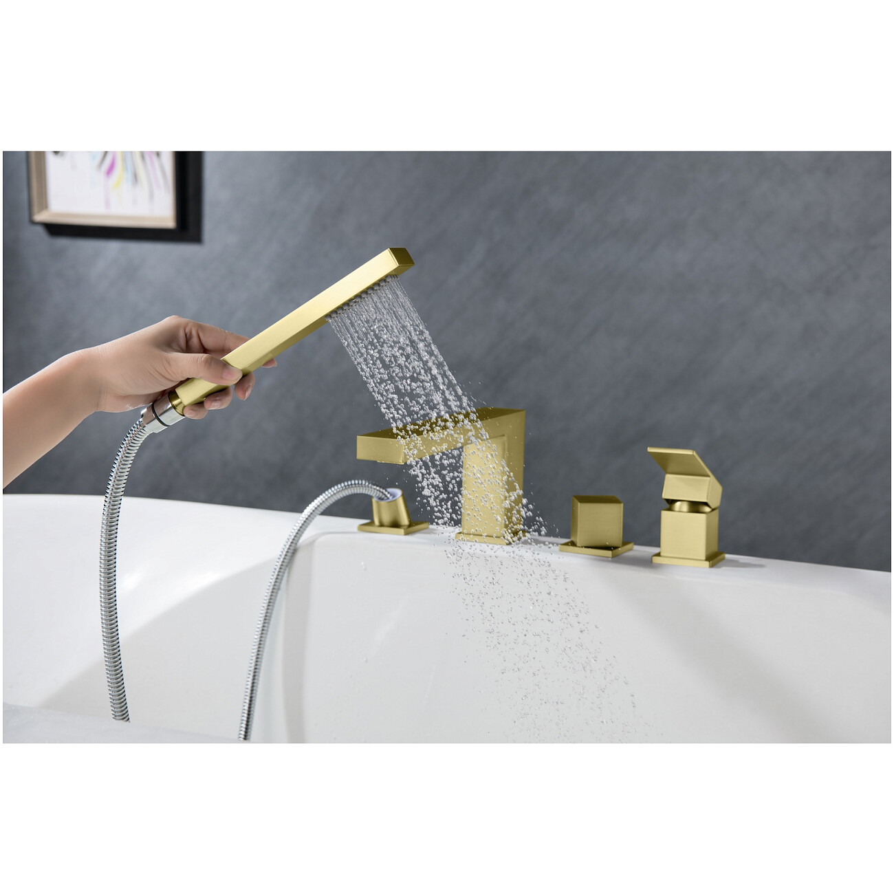 Смеситель для ванны с душем врезной золото матовое Timo Selene 2130-17Y - изображение 4