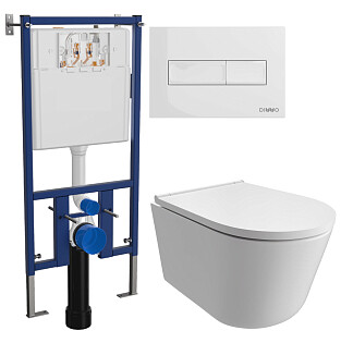 Унитаз подвесной Diwo &quot;Архангельск&quot; 0800 с инсталляцией Diwo 4501, с кнопкой смыва белой 7320