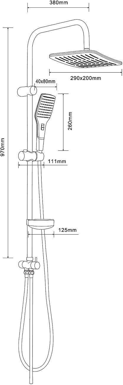 Душевая стойка с верхним душем и держателем хром Stworki "Алта" AL-03cr - изображение 3