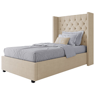 Кровать Wing-2 односпальная с мягким изголовьем 90х200 молочная