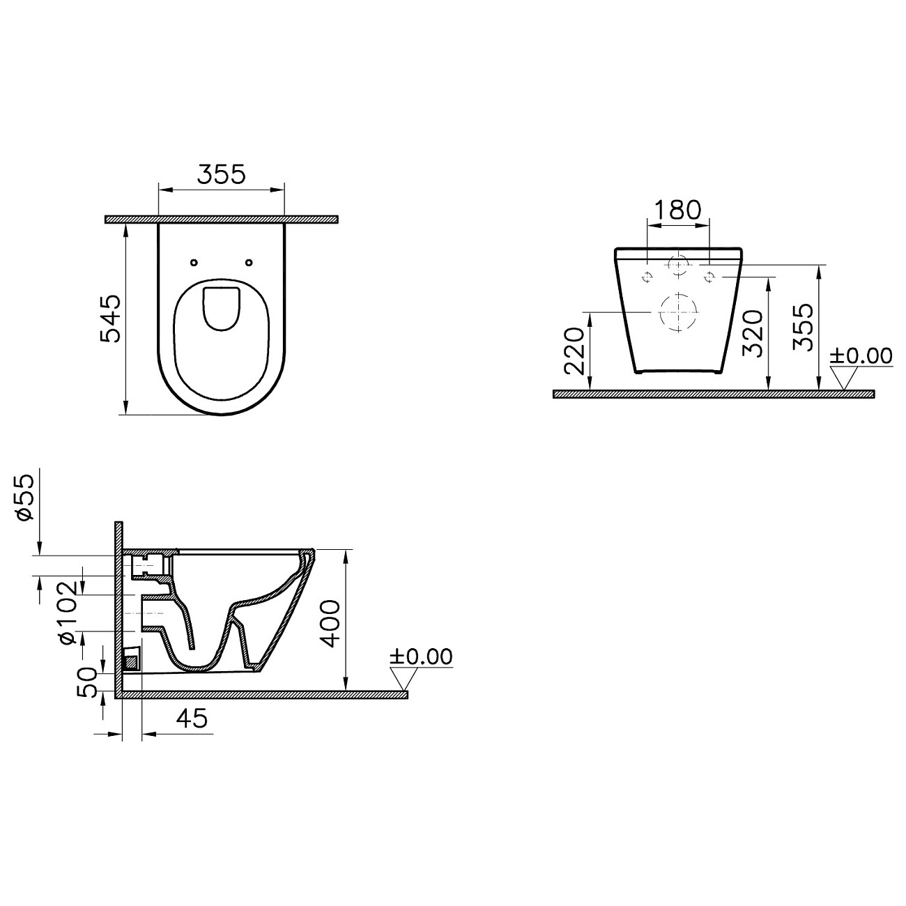 Унитаз подвесной с инсталляцией и кнопкой смыва хром Vitra Integra Round L-box 9004B003-7202 - изображение 2