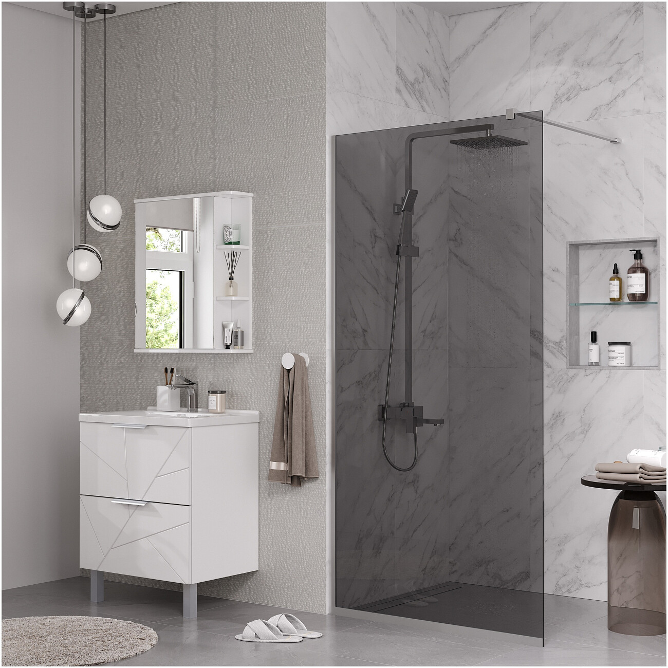 Душевое ограждение стекло тонированное, хром Reflexion RX200100TCR-19 - изображение 2