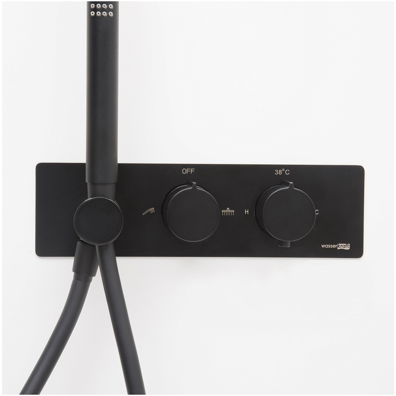 Душевой комплект встраиваемый с ручной лейкой черный Wasserkraft Elbe 7488 Thermo - изображение 2