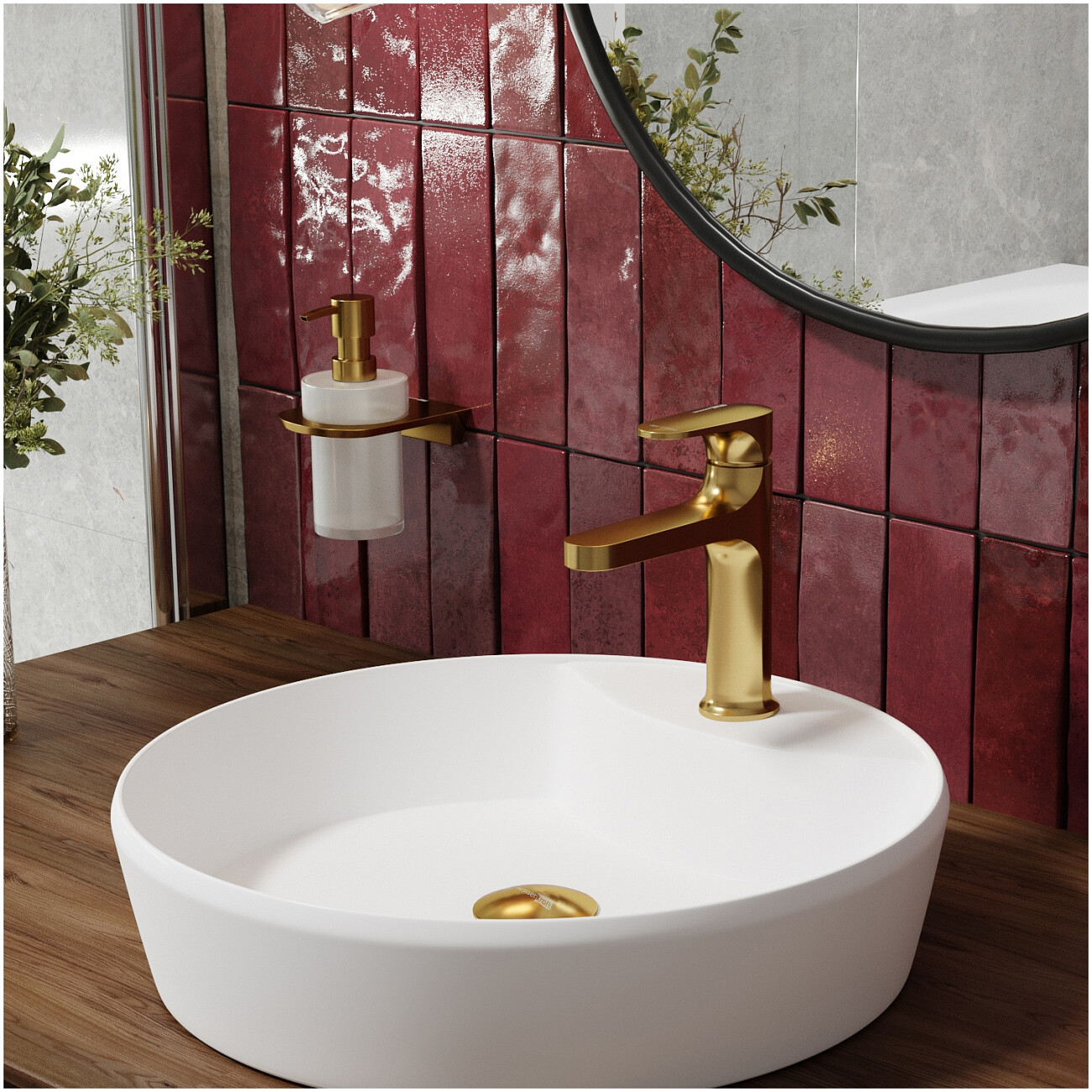 Смеситель для раковины из латуни золотой Wasserkraft 3603 - изображение 2