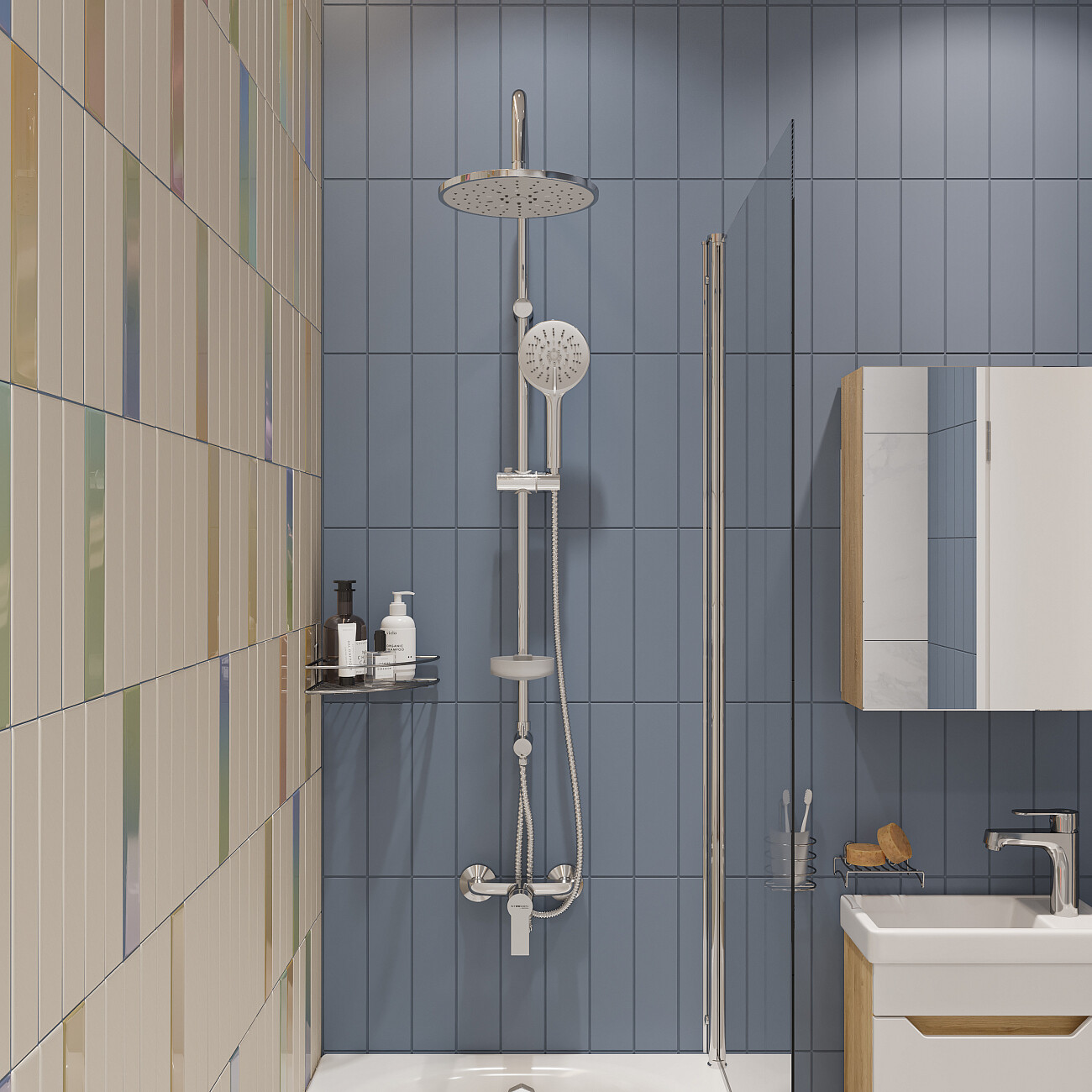 Душевая стойка с верхним душем и мыльницей хром Stworki "Ноттвиль" NO-08cr - изображение 5