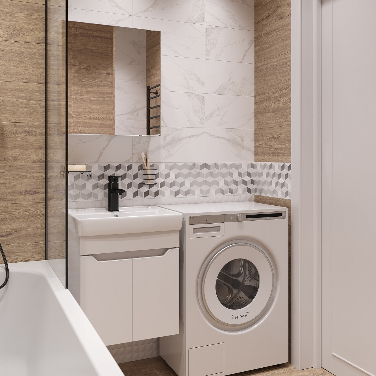 Смеситель для раковины однорычажный черный Diwo "Суздаль" SU-01b - изображение 8