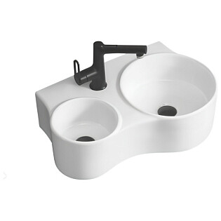 Раковина двойная фарфоровая ассиметричная 39х61 см белая Cerutti SPA Double Napoli CT9706