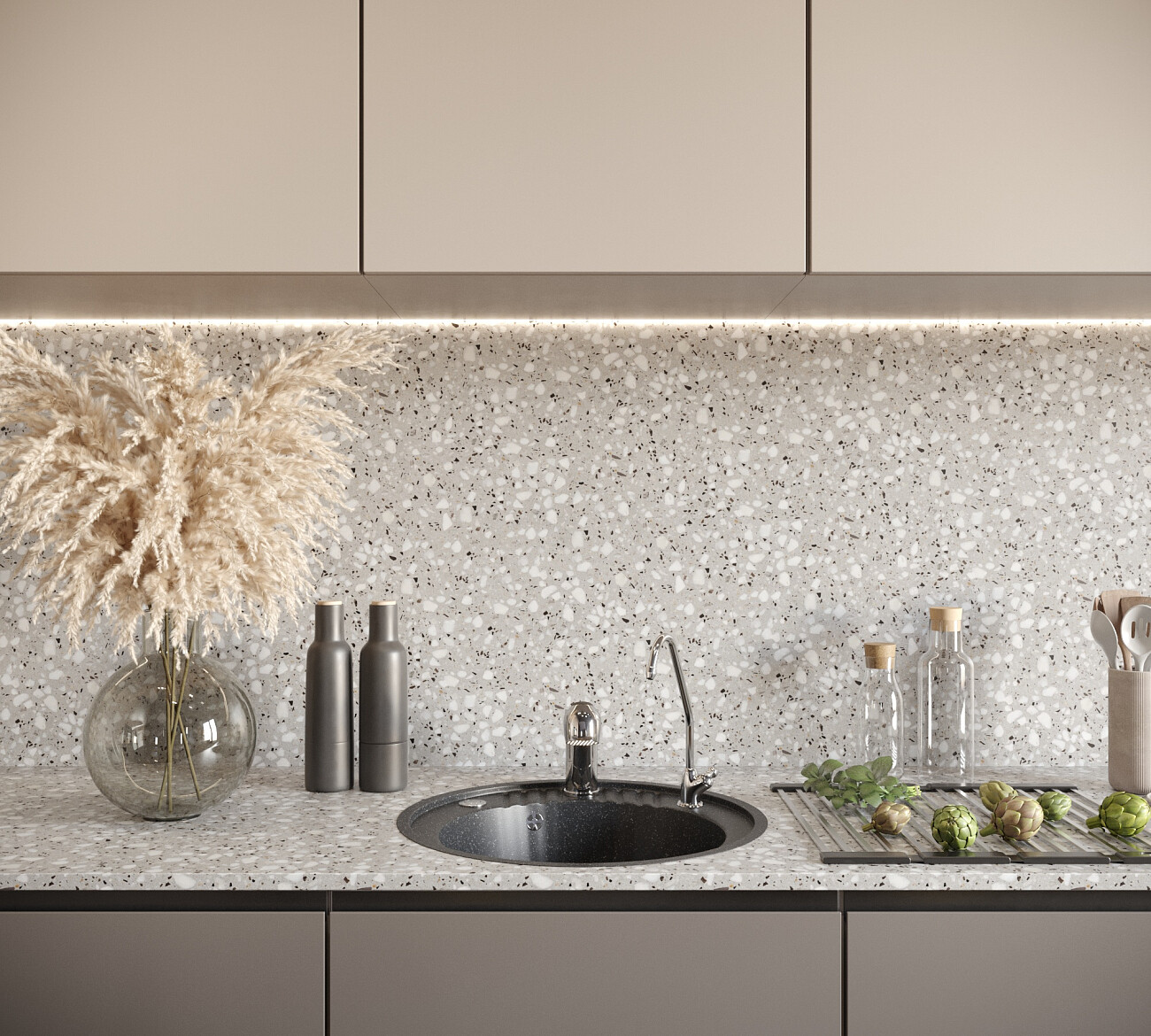 Мойка кухонная круглая мраморная черная Domaci "Бьелла" DMC-05S-308 - изображение 4