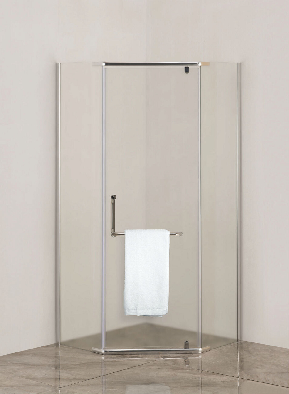 Душевой уголок пятиугольный 90х90 см матовый хром Diwo "Ростов" RO03-090MCR-G - изображение 3