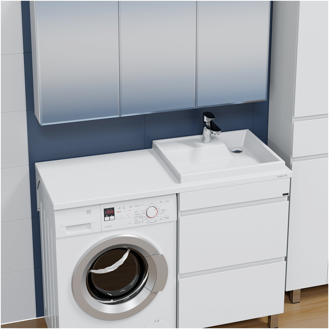 Раковина над стиральной машиной 50х121 см белая "Юпитер" 900124 - изображение 5