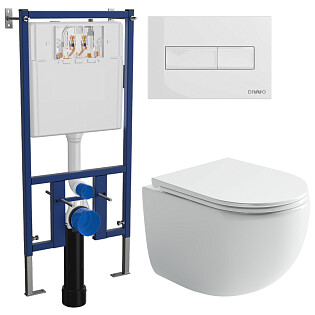 Унитаз подвесной Ceramicanova UP Rimless CN4007 с инсталляцией Diwo 4501, с кнопкой белой 7320