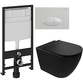 Унитаз подвесной Stworki &quot;Готланд&quot; S13401BK с инсталляцией Ewrika ProLT 0026-2020 и кнопкой 0052