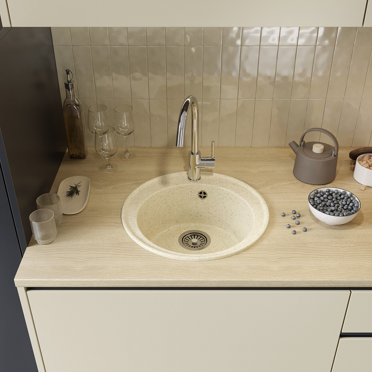 Мойка кухонная бежевая Domaci "Палермо" PR-475-002 - изображение 8