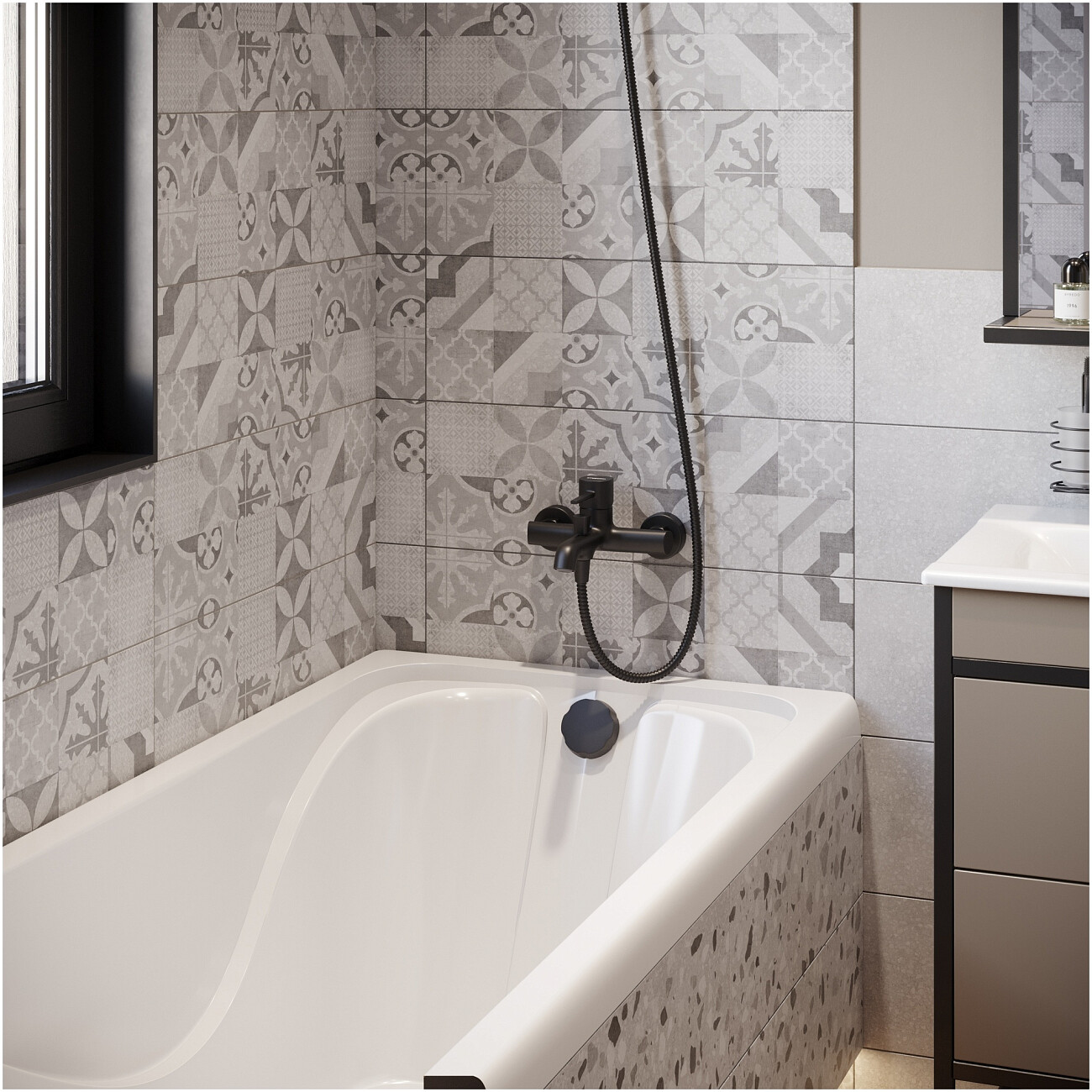 Смеситель для ванны с душем настенный черный Stworki "Эстерсунд" S31100BK - изображение 6