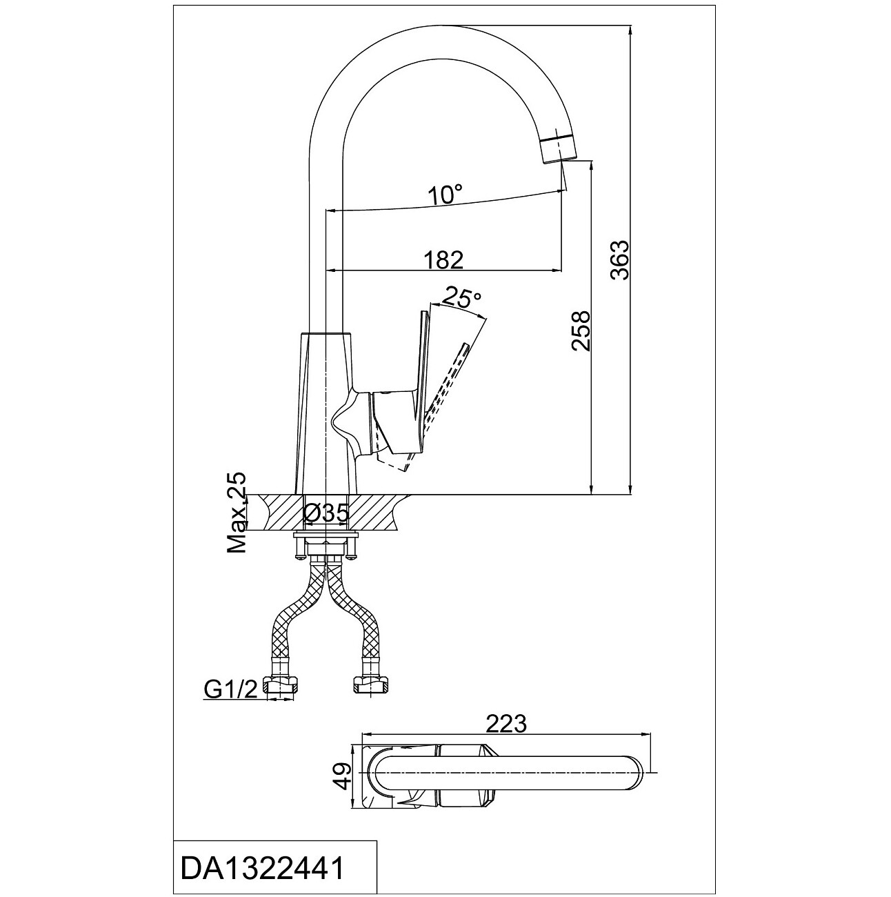 Смеситель для кухни однорычажный хром D&K Rhein Lessing DA1322441 - изображение 2