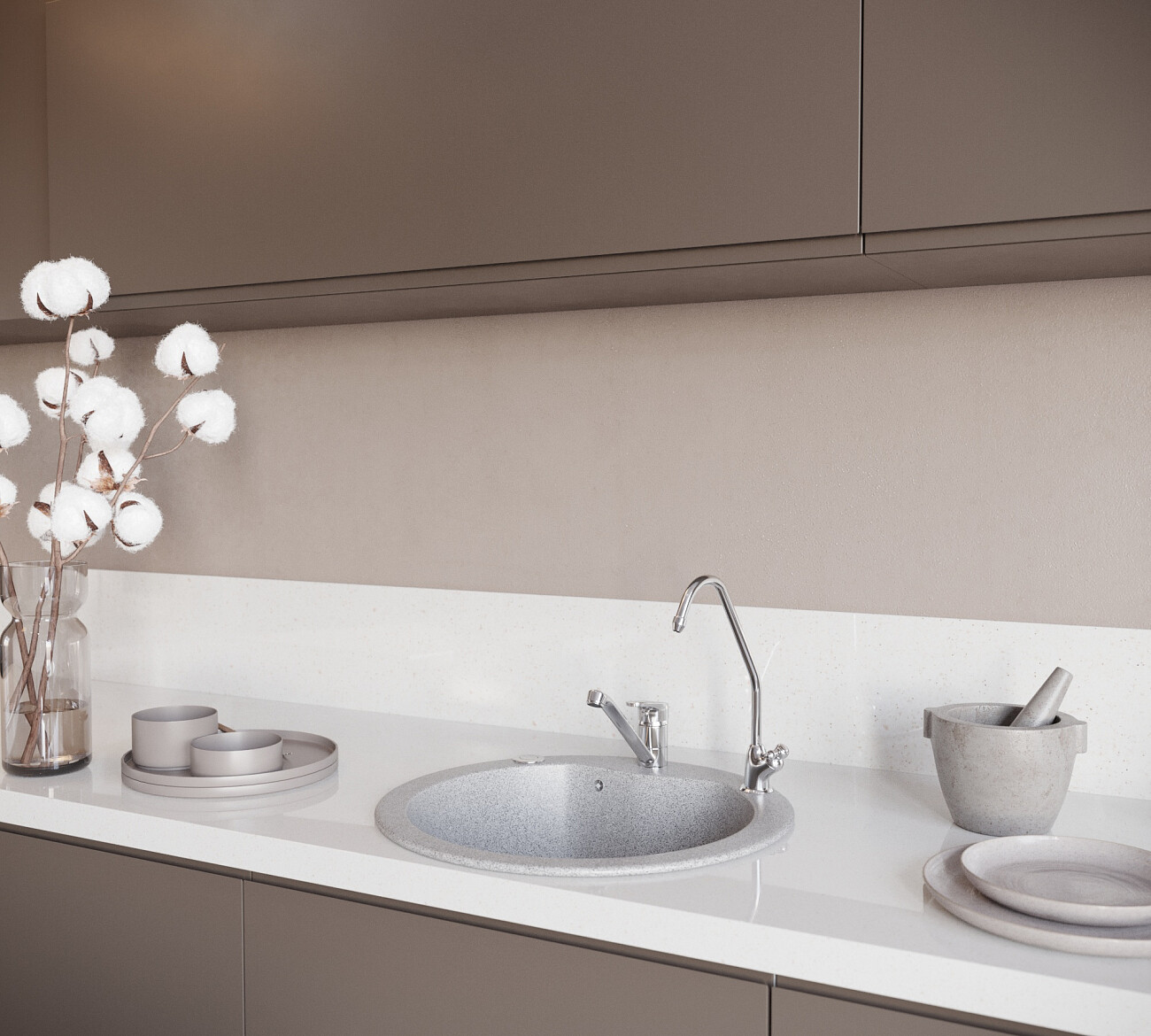 Мойка кухонная круглая мраморная серая Domaci "Бьелла" DMC-08S - изображение 4