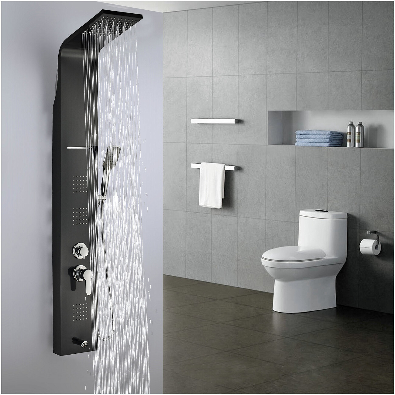 Душевая панель с гидромассажем 150х20 см черная Boch Mann Niagara Nero BM8341 - изображение 10