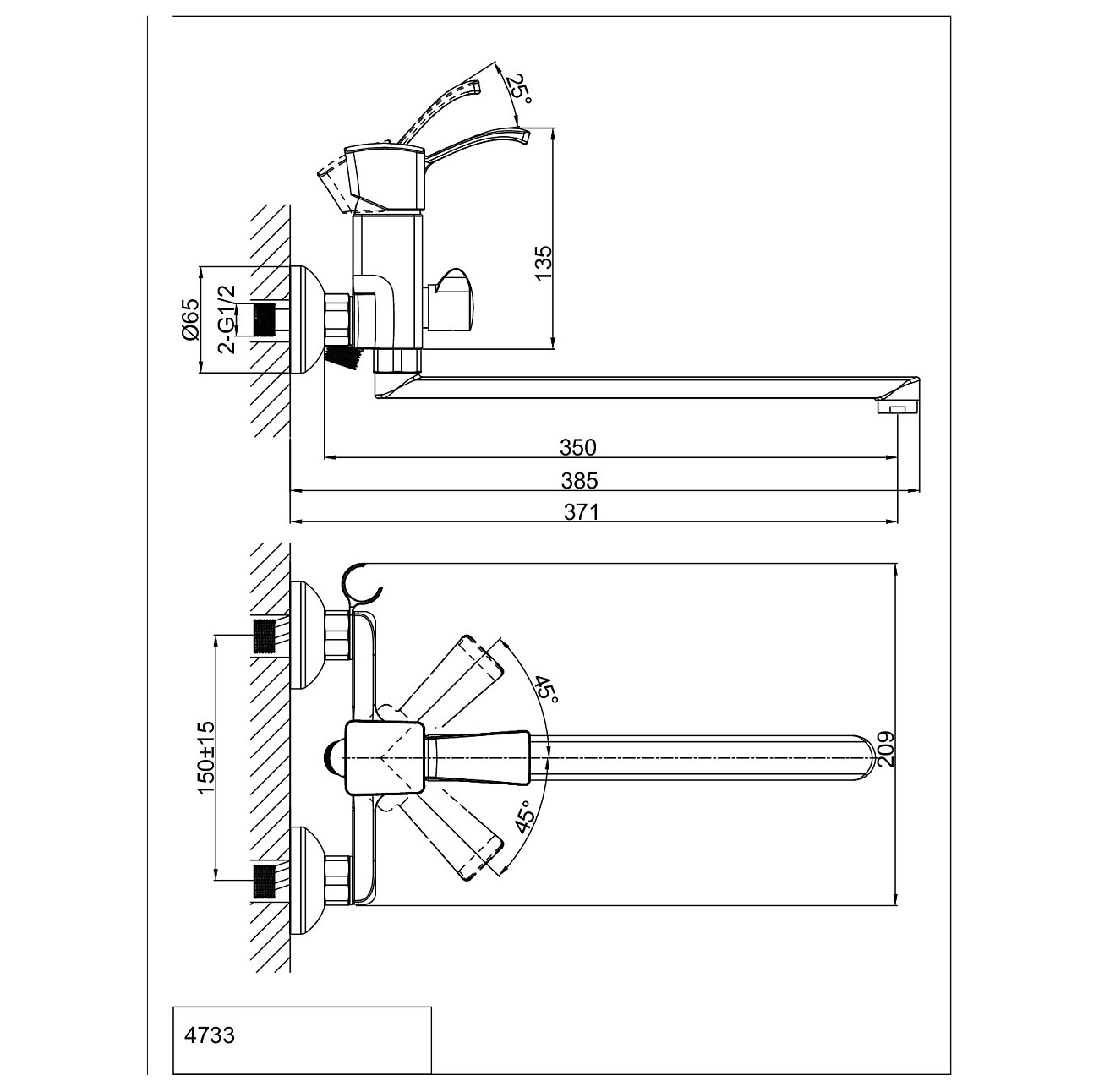 Смеситель для ванны однорычажный с душевым гарнитуром хром D&K Rhein Bach DA1473301 - изображение 2