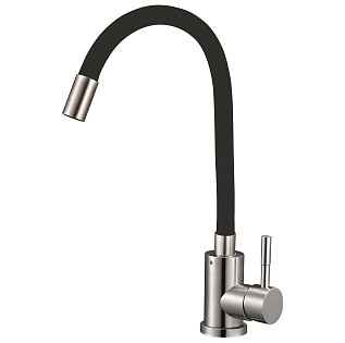 Смеситель для кухни с гибким изливом черный, хром Solone EZA4-F090KB