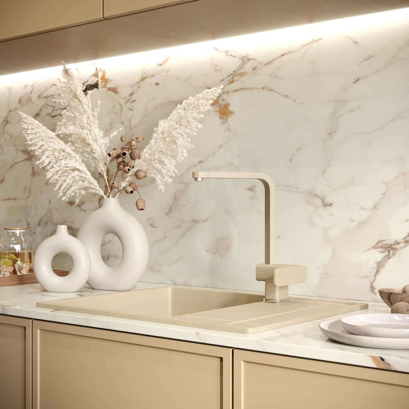 Мойка кухонная 65х50 см сардоникс Domaci "Солерно" EMQ-1650.Q - изображение 4