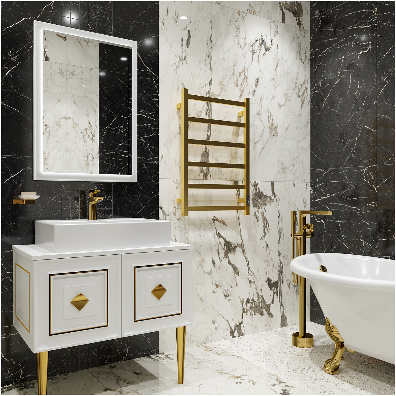 Полотенцесушитель электрический 80х50 см золотой Ewrika "Пенелопа" КВ6 4657819950529 - изображение 9