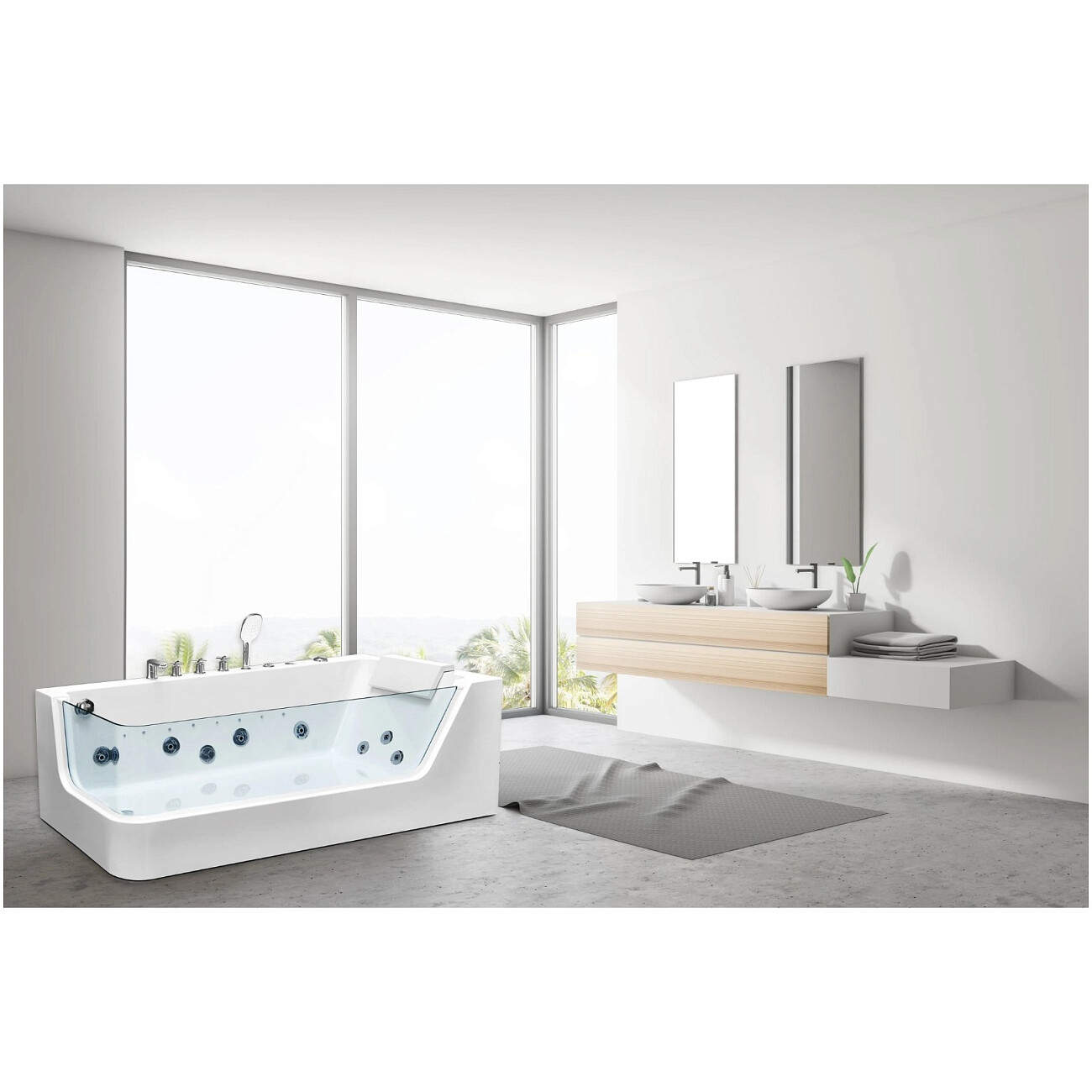 Ванна акриловая 170х80 см гидромассажная угловая правая белая Ceruttispa C-494-17R - изображение 2